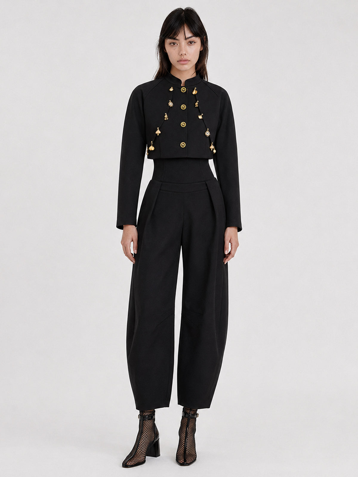 Gilded Noir Barrel Trousers