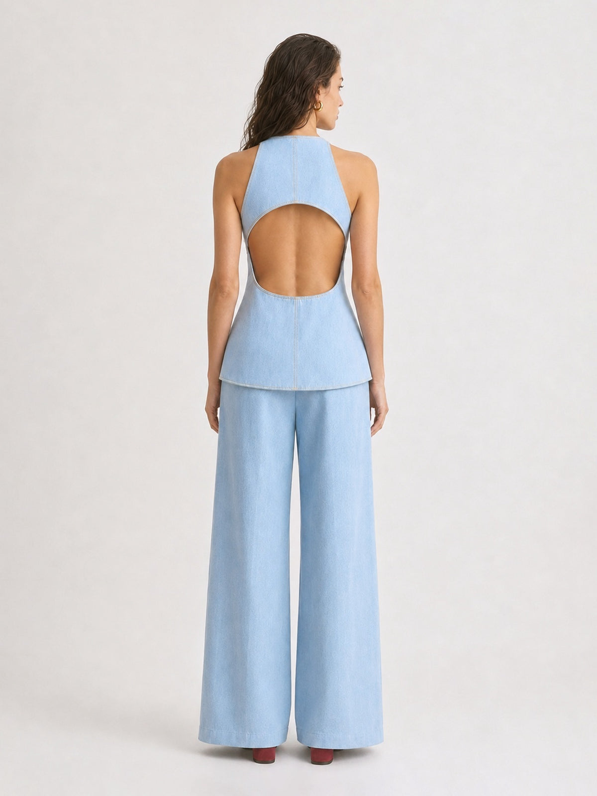 Pleated Denim Trousers