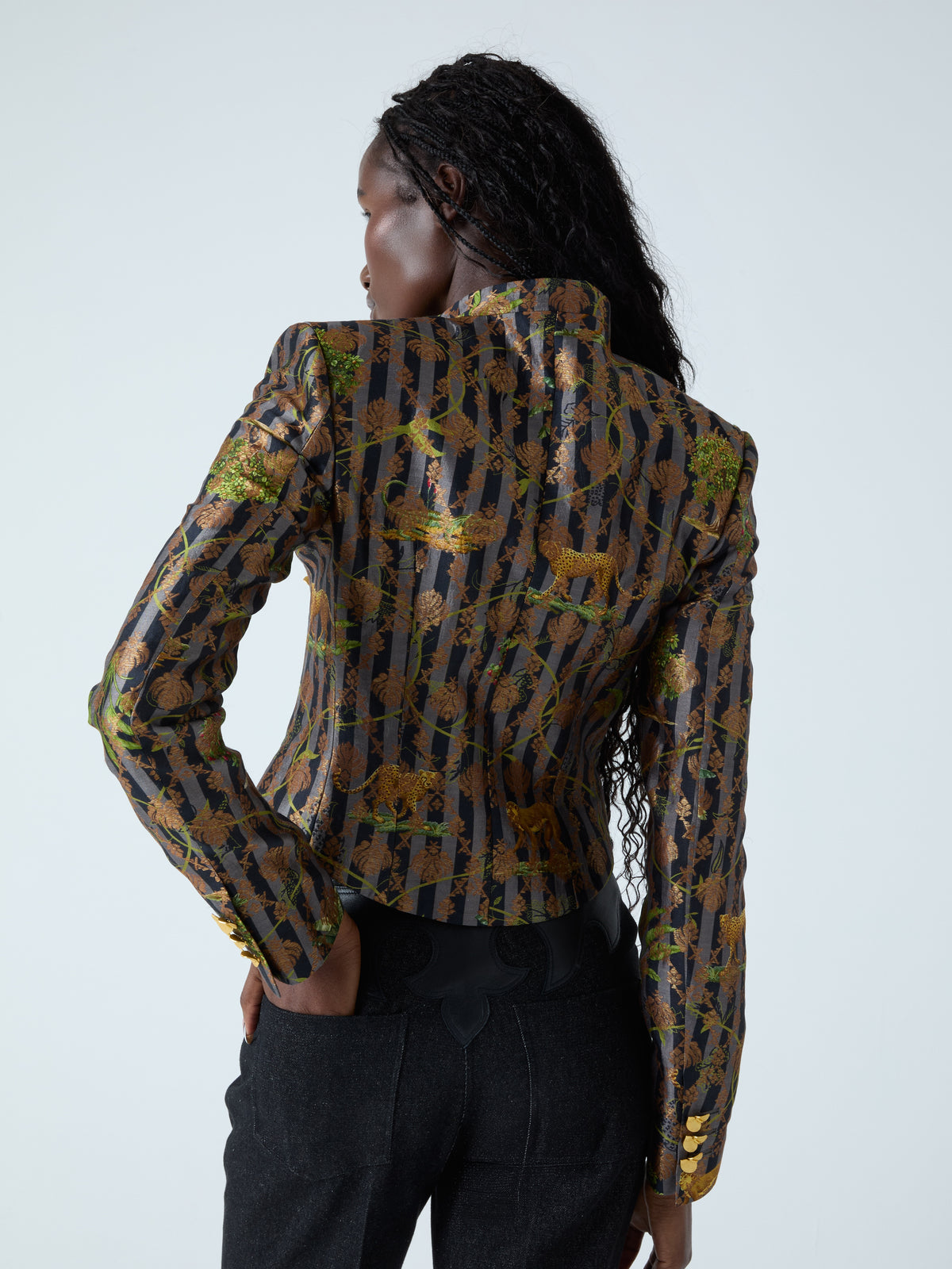 Veste en brocart sable