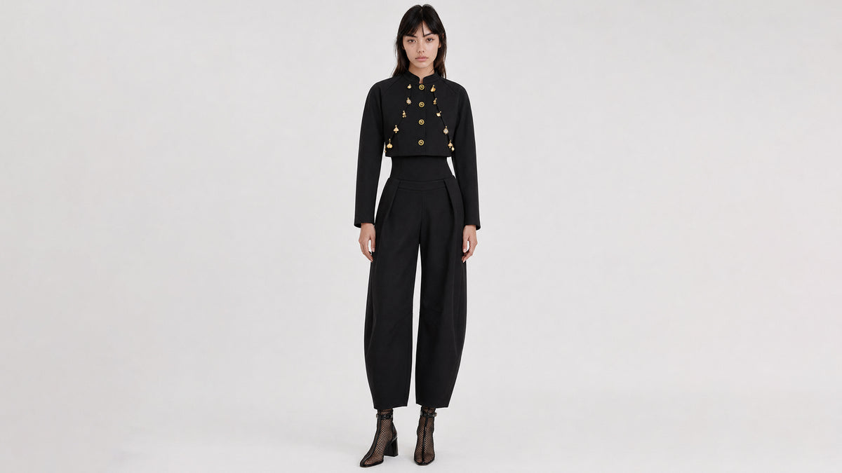Gilded Noir Barrel Trousers