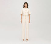 Ivory Pearl Corset Denim Trousers