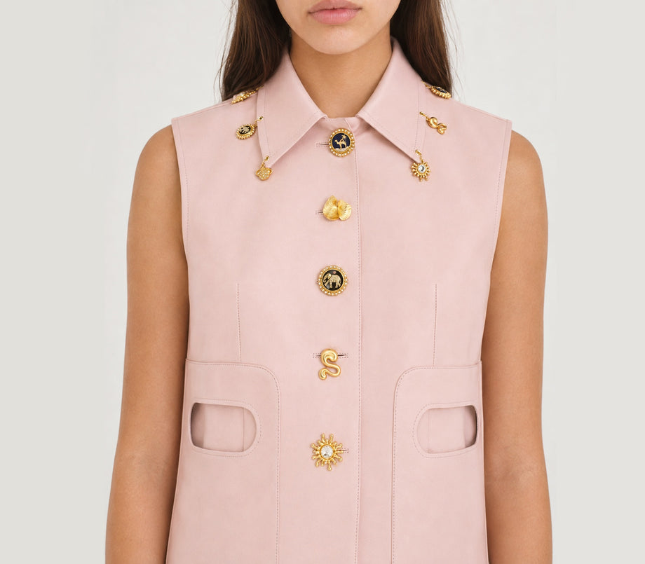 Rose Haze Leather Vest