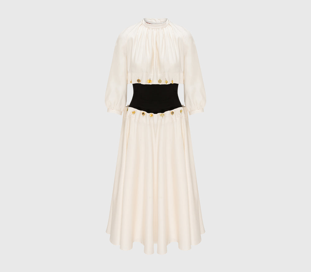Robe Eterna ivoire cintrée