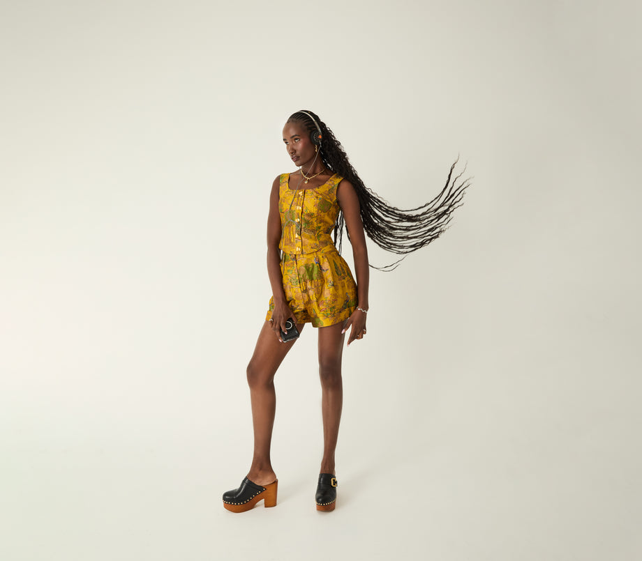 Imara Silk Brocade Corset Top