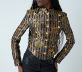 Veste en brocart sable