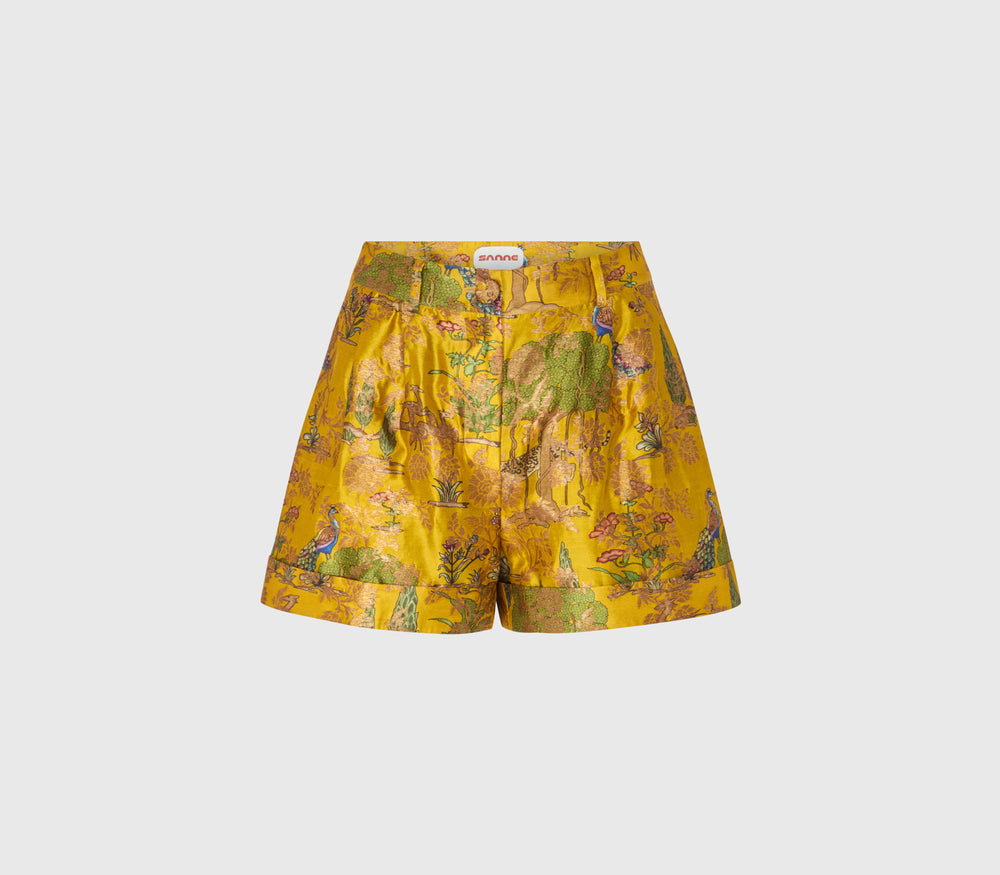 Shorts en brocart de soie Imara