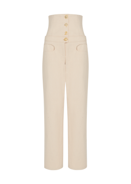 Ivory Pearl Corset Denim Trousers