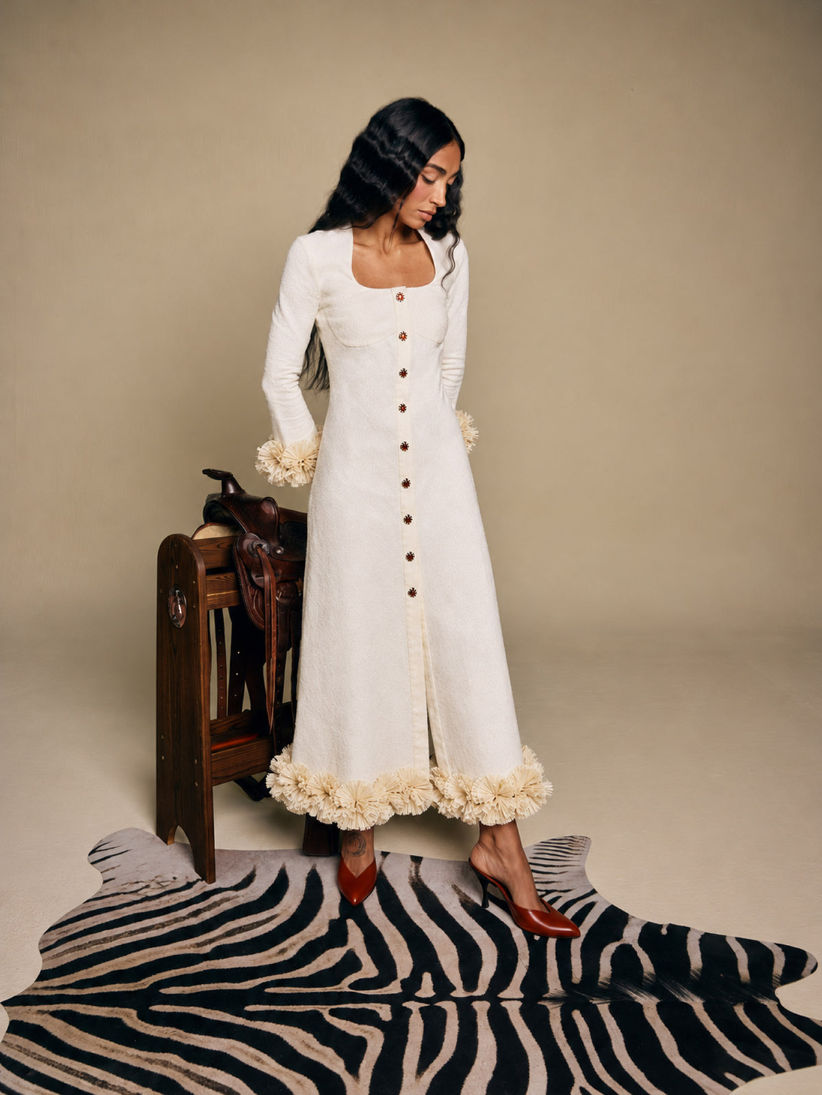 Sanaa Ivory Bouclé Dress