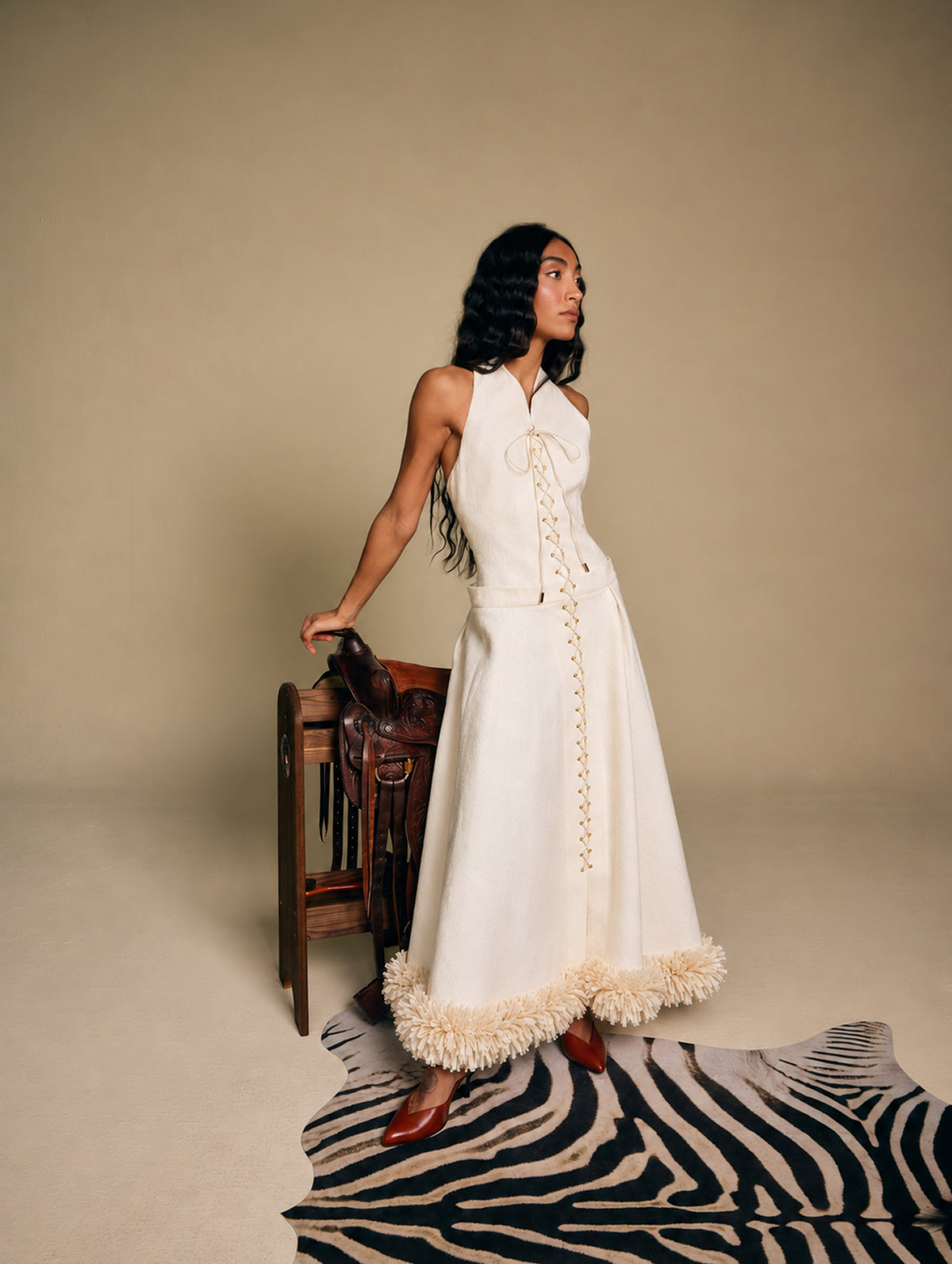 Nuru Ivory Raffia Dress