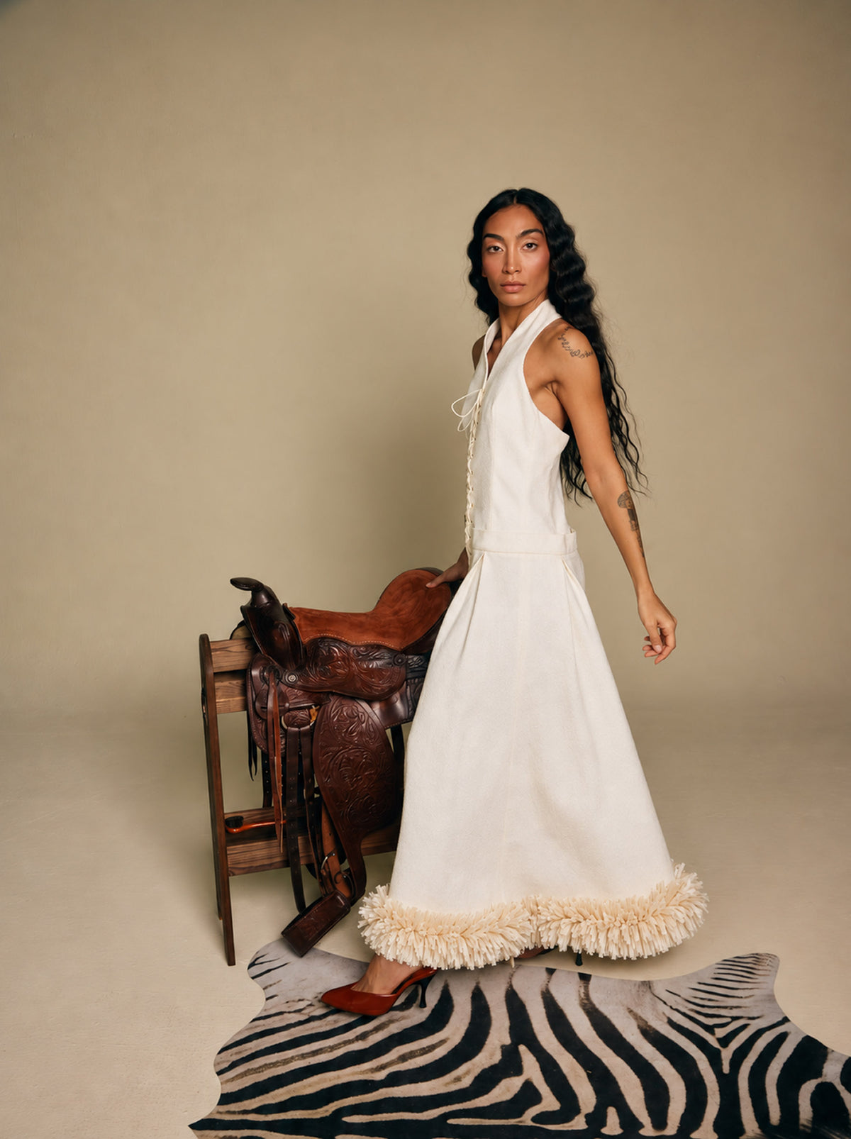 Nuru Ivory Raffia Dress