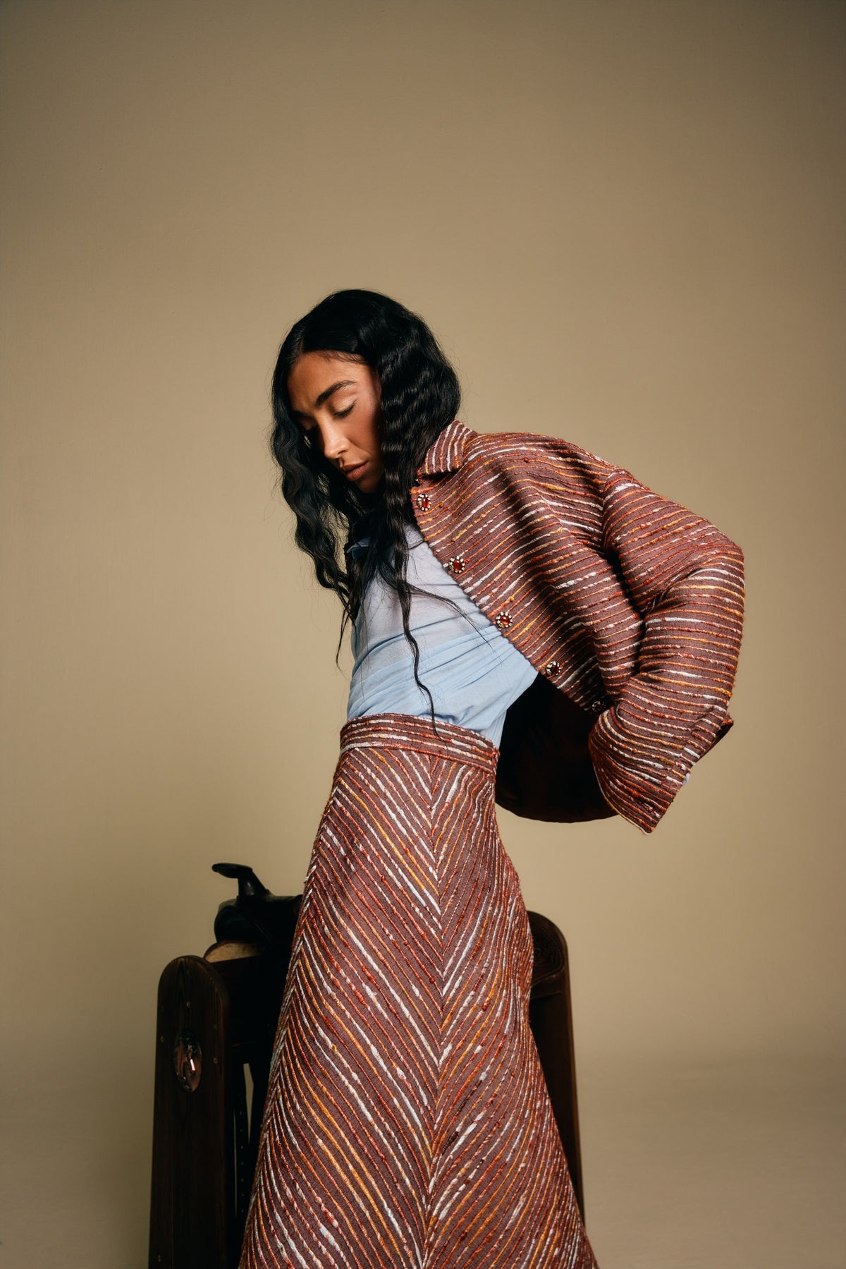 Kaleido Fringe Silk Skirt