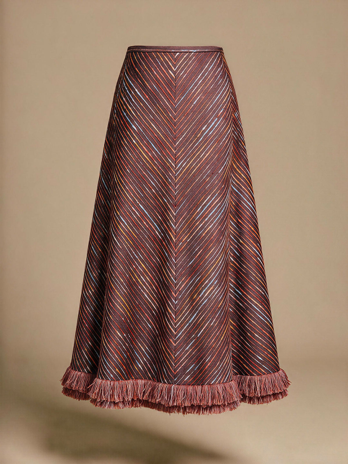 Kaleido Fringe Silk Skirt