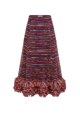 Kaleido Fringe Silk Skirt