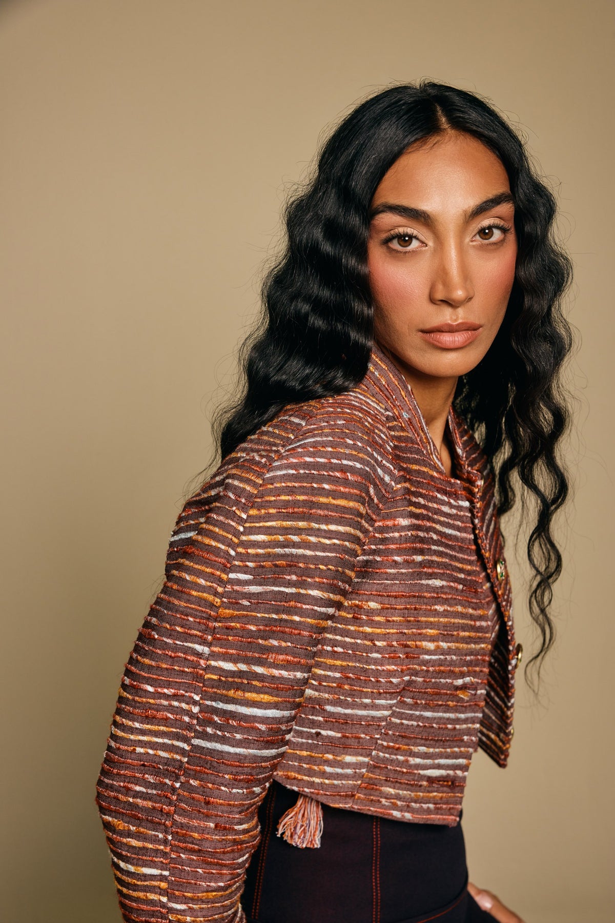 Kaleido Raw Silk Cropped Jacket