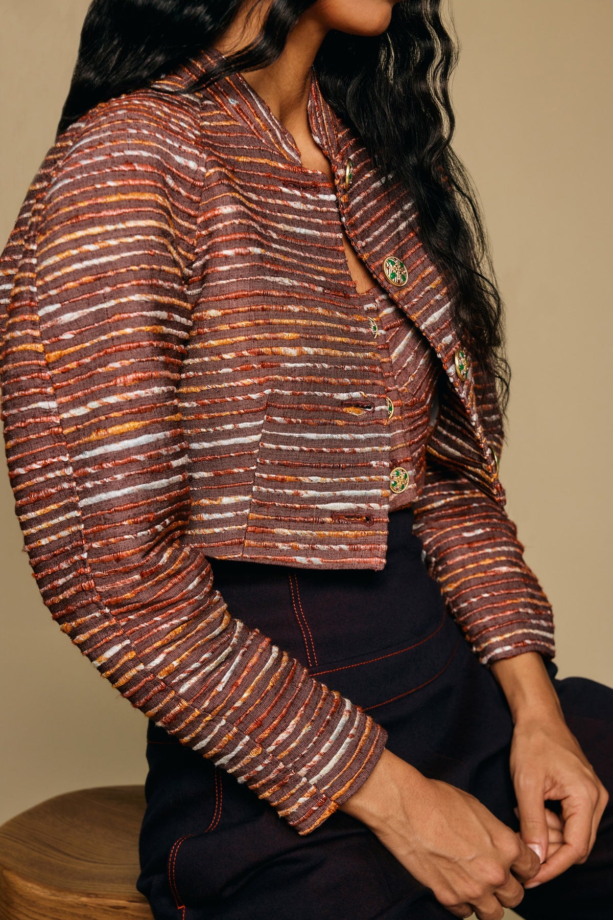 Kaleido Raw Silk Cropped Jacket