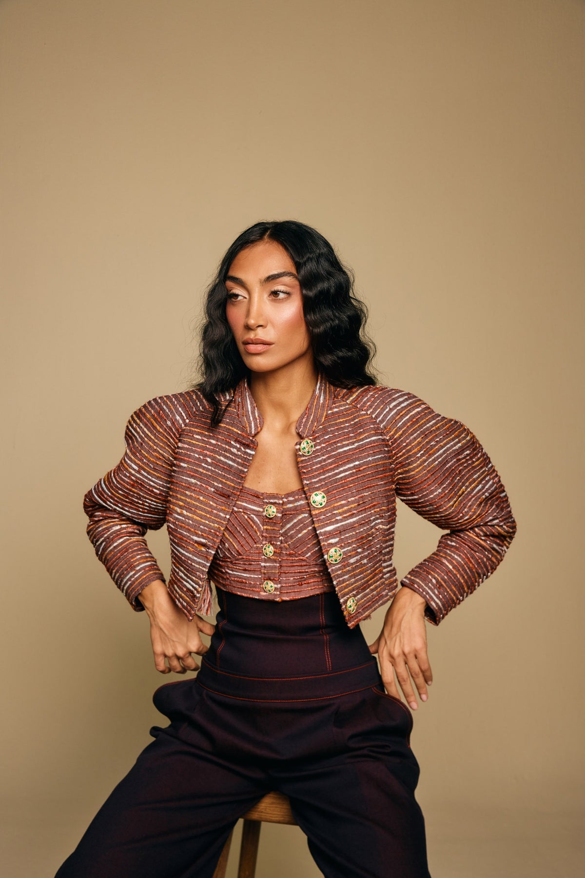 Kaleido Raw Silk Cropped Jacket