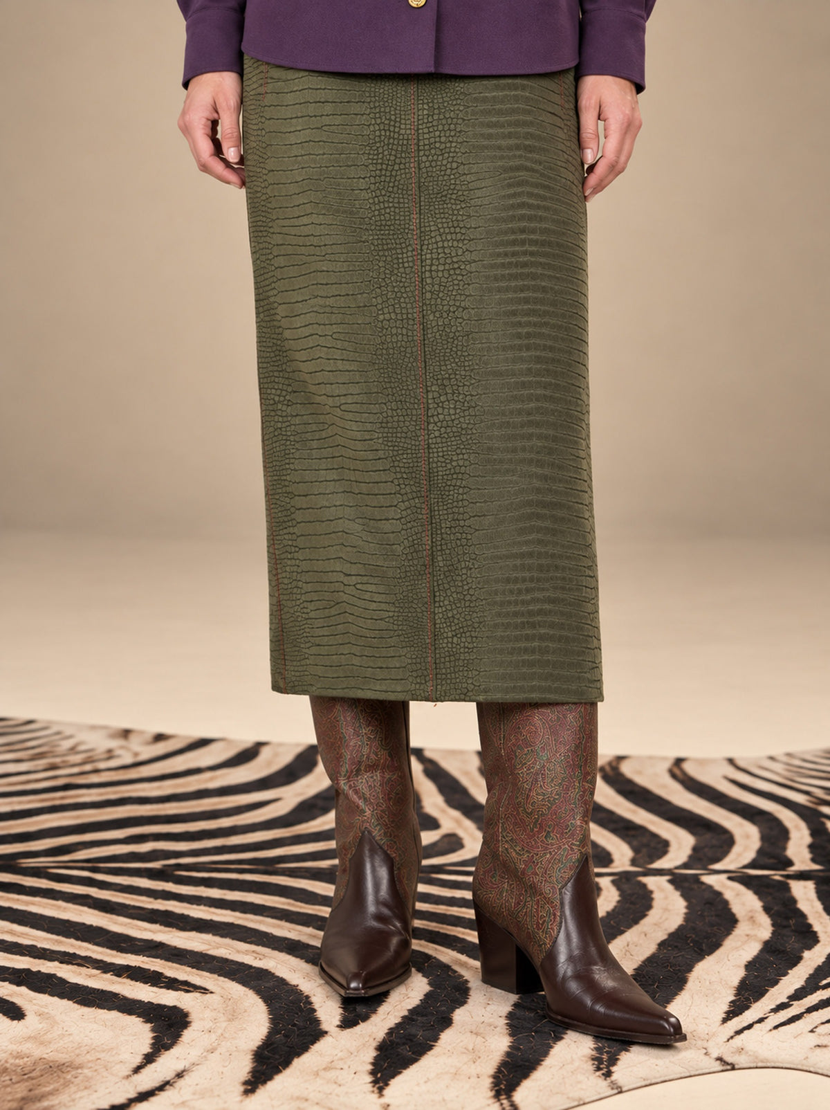 Nile Croc Suede Skirt