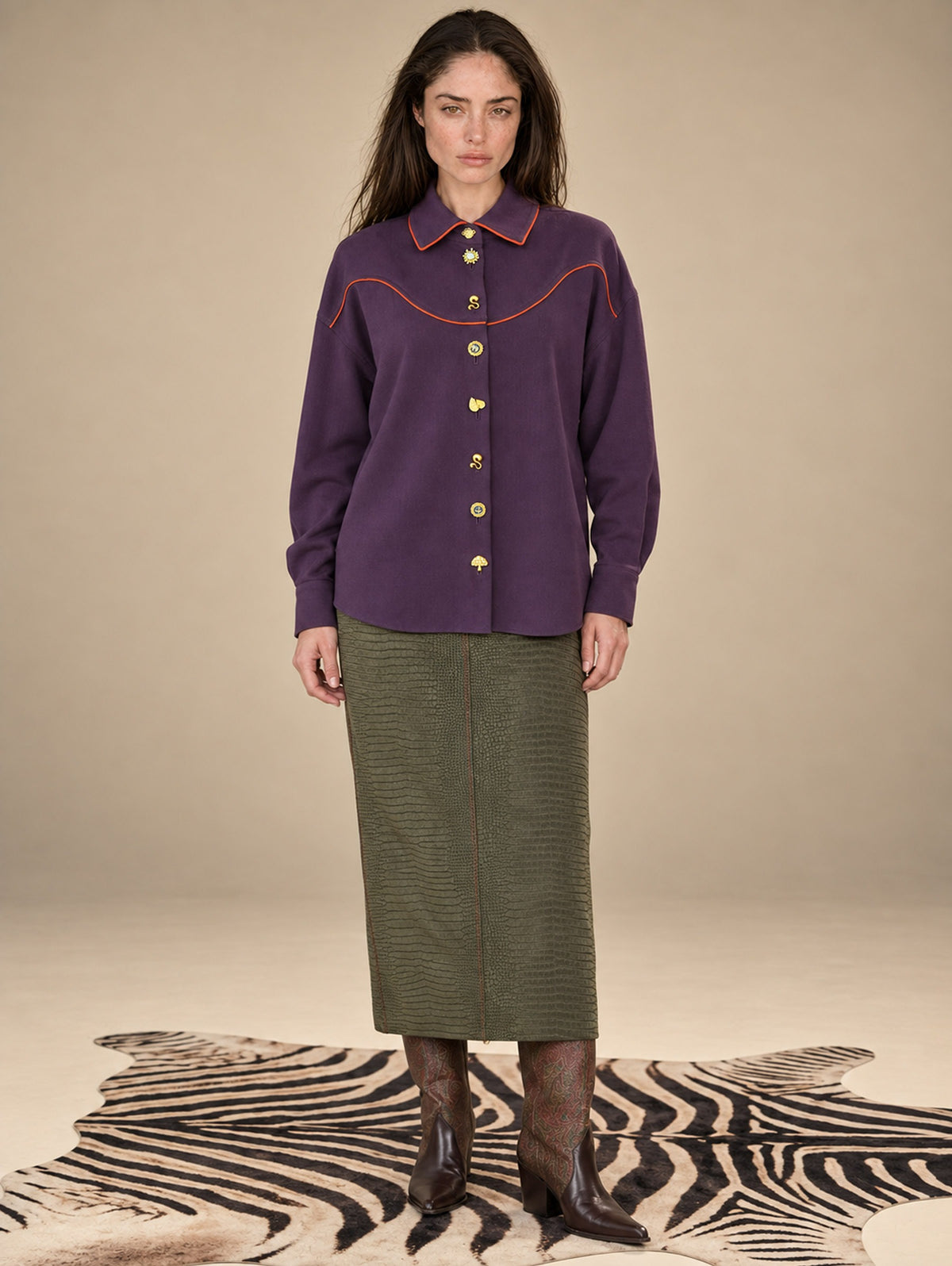 Nile Croc Suede Skirt