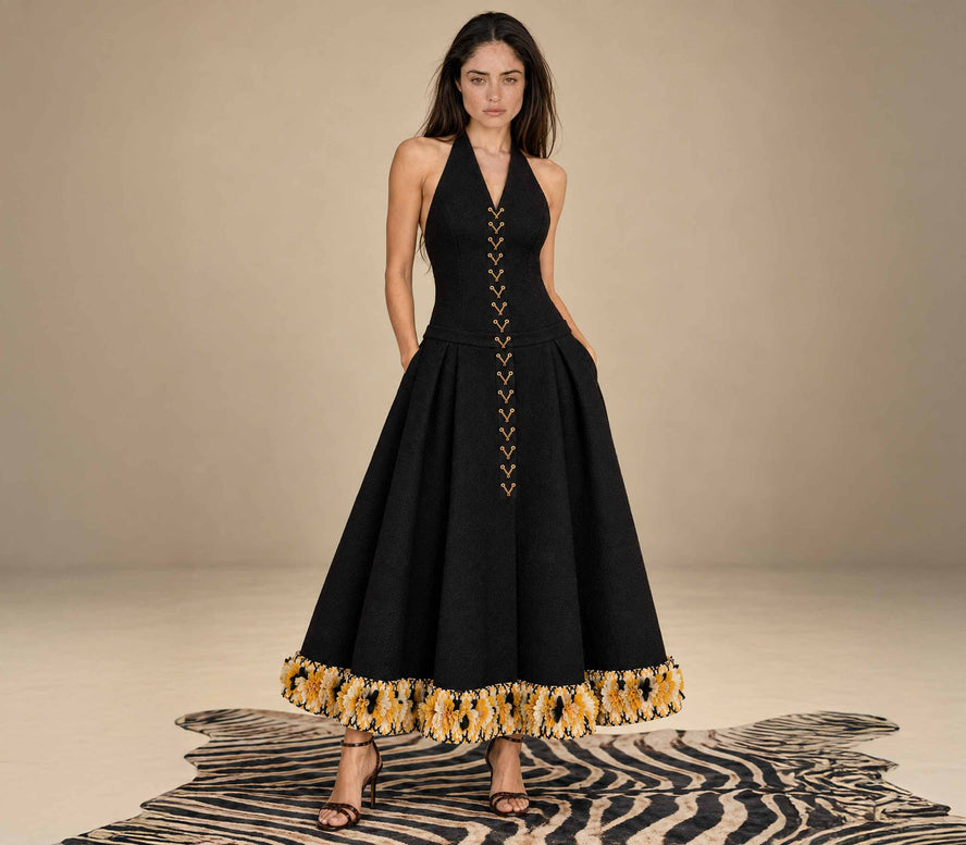 Nuru Noir Raffia Dress