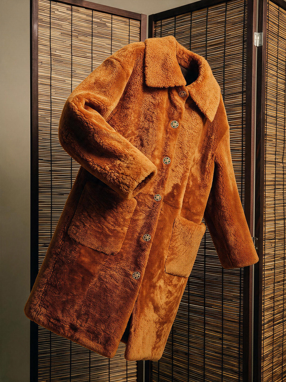 Roasted Pecan Shearling Coat