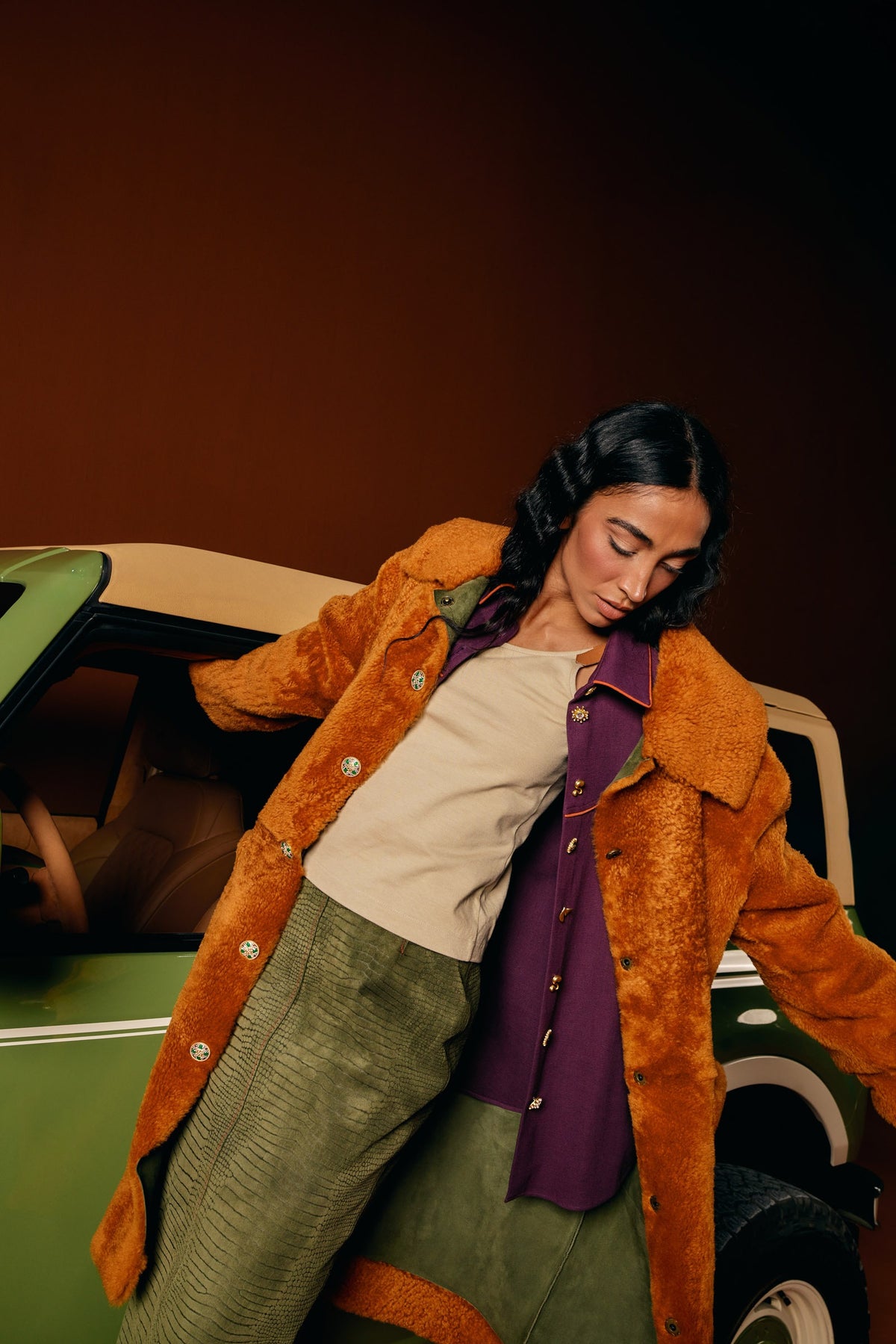 Roasted Pecan Shearling Coat