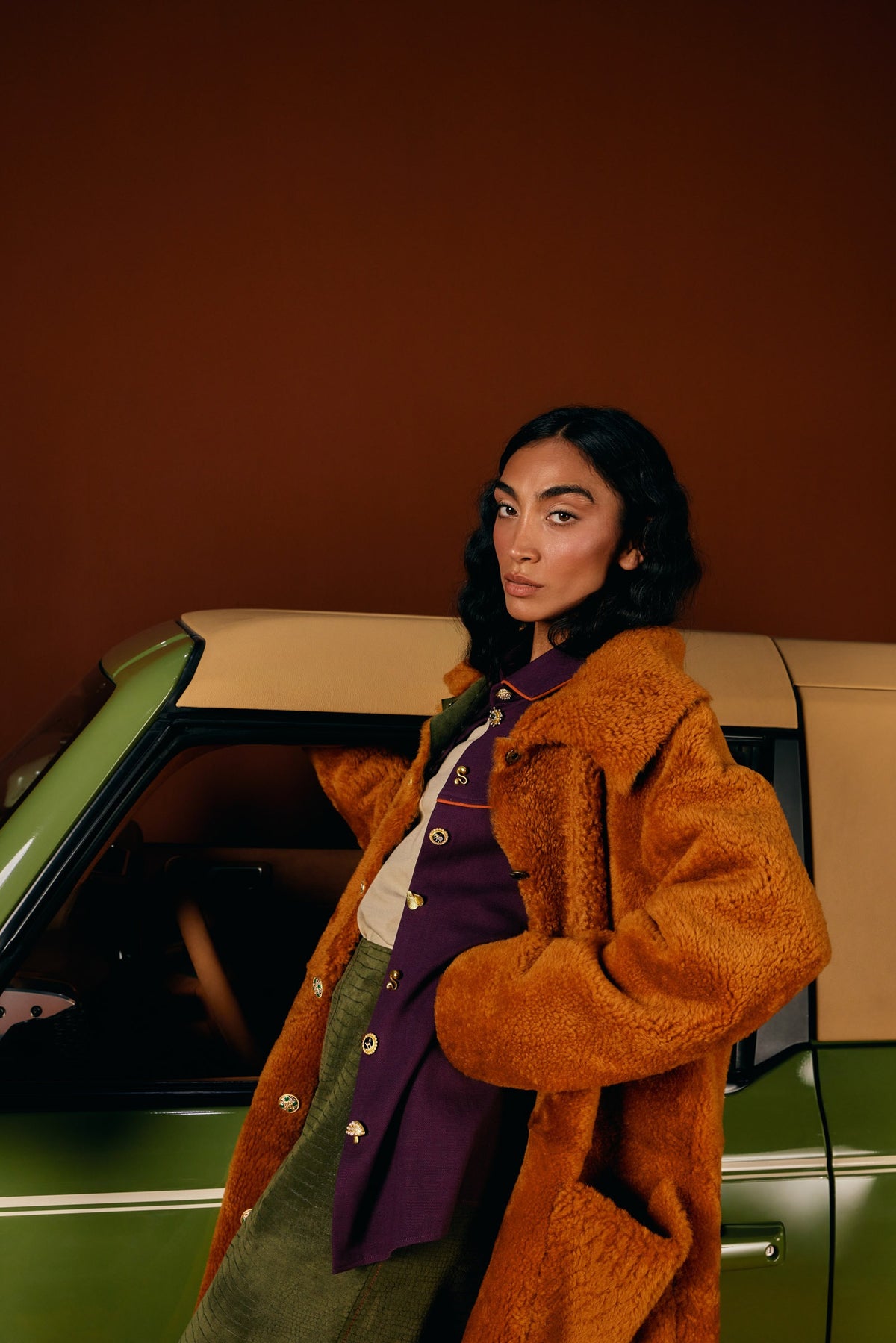 Roasted Pecan Shearling Coat
