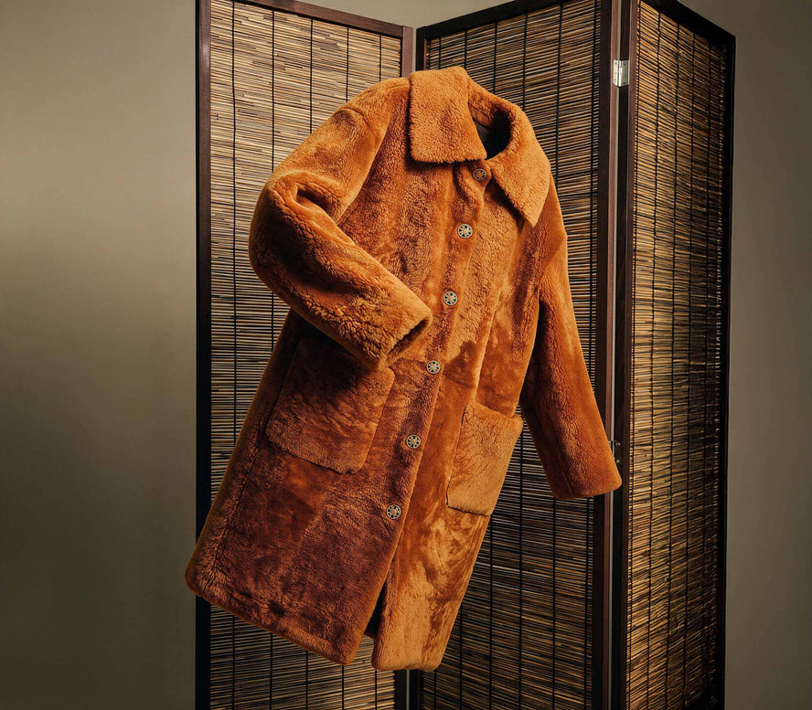 Roasted Pecan Shearling Coat