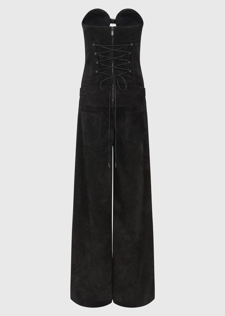 Vantablack Suede Leather Jumpsuit