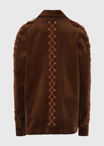 Chestnut Corduroy Lace-Up Coat