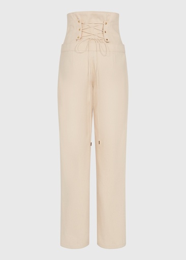 Ivory Pearl Corset Denim Trousers