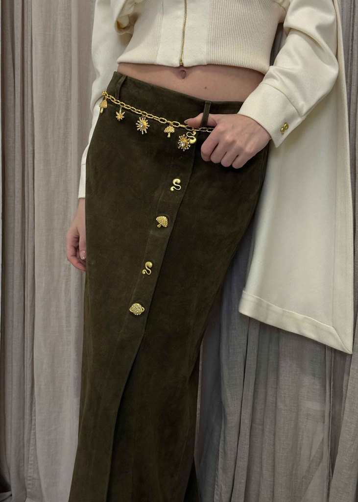 Moss Suede Skirt