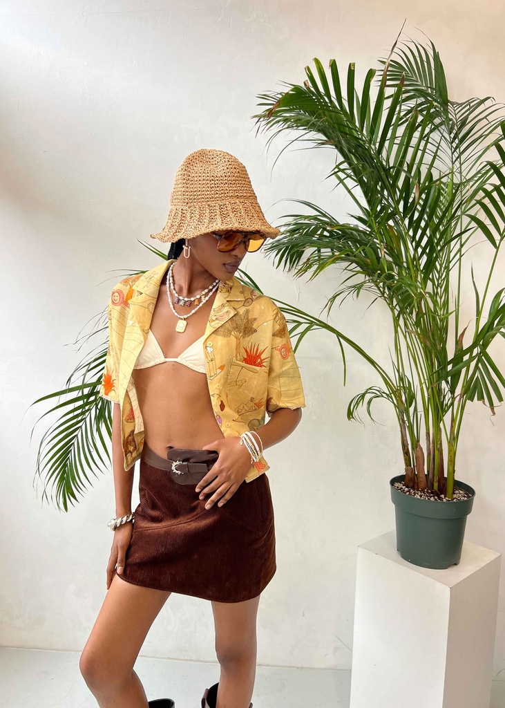 Chocolate Cord Mini Skirt