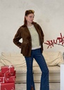 Chestnut Corduroy Lace-Up Coat