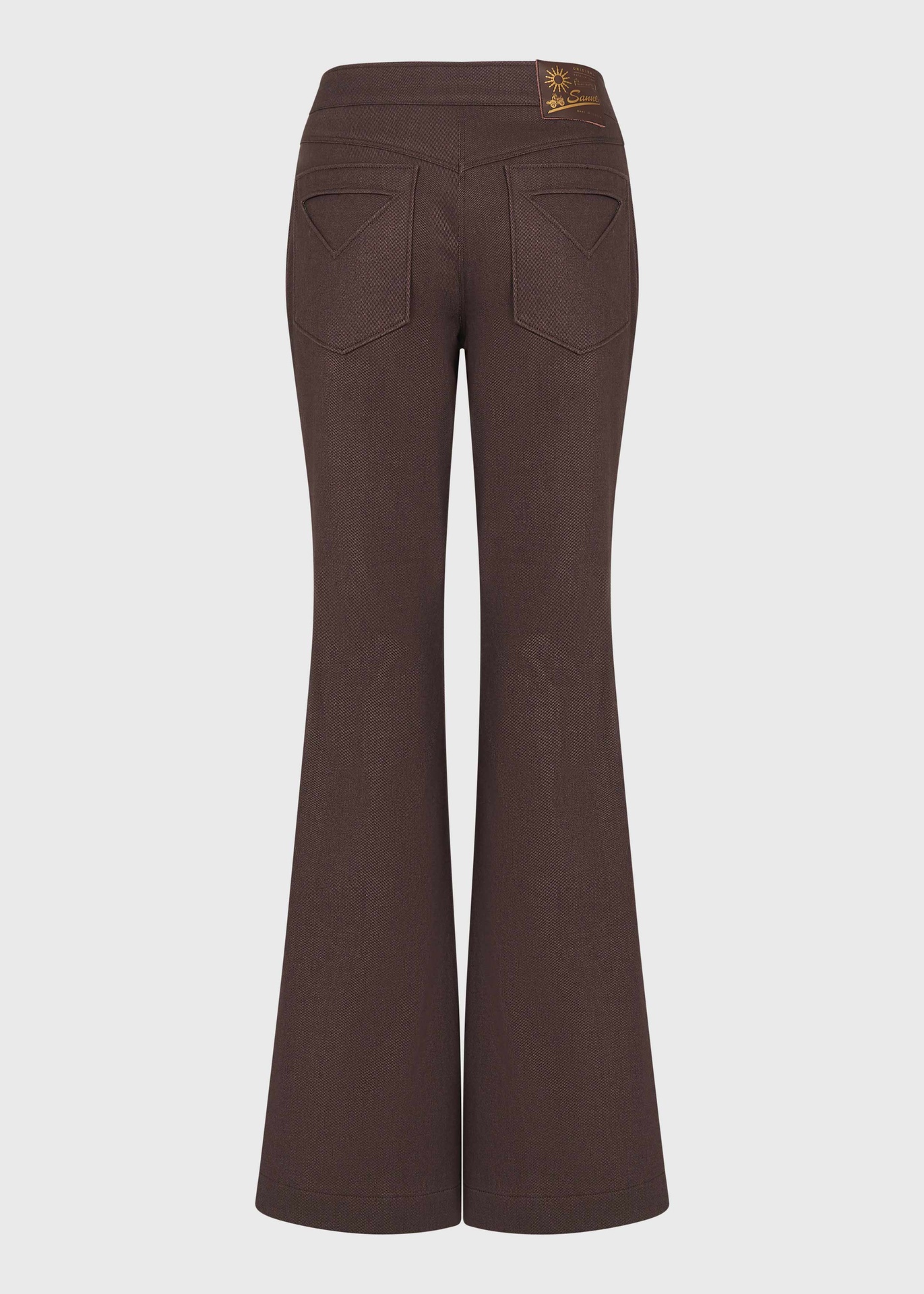 Lace-Up Brown Denim Flared Trousers