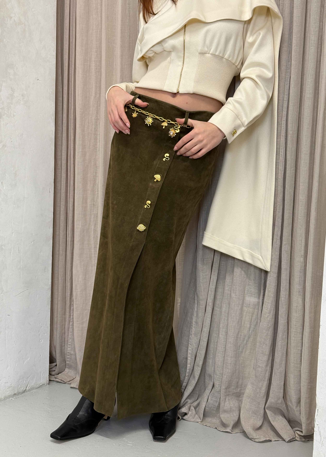 Moss Suede Skirt