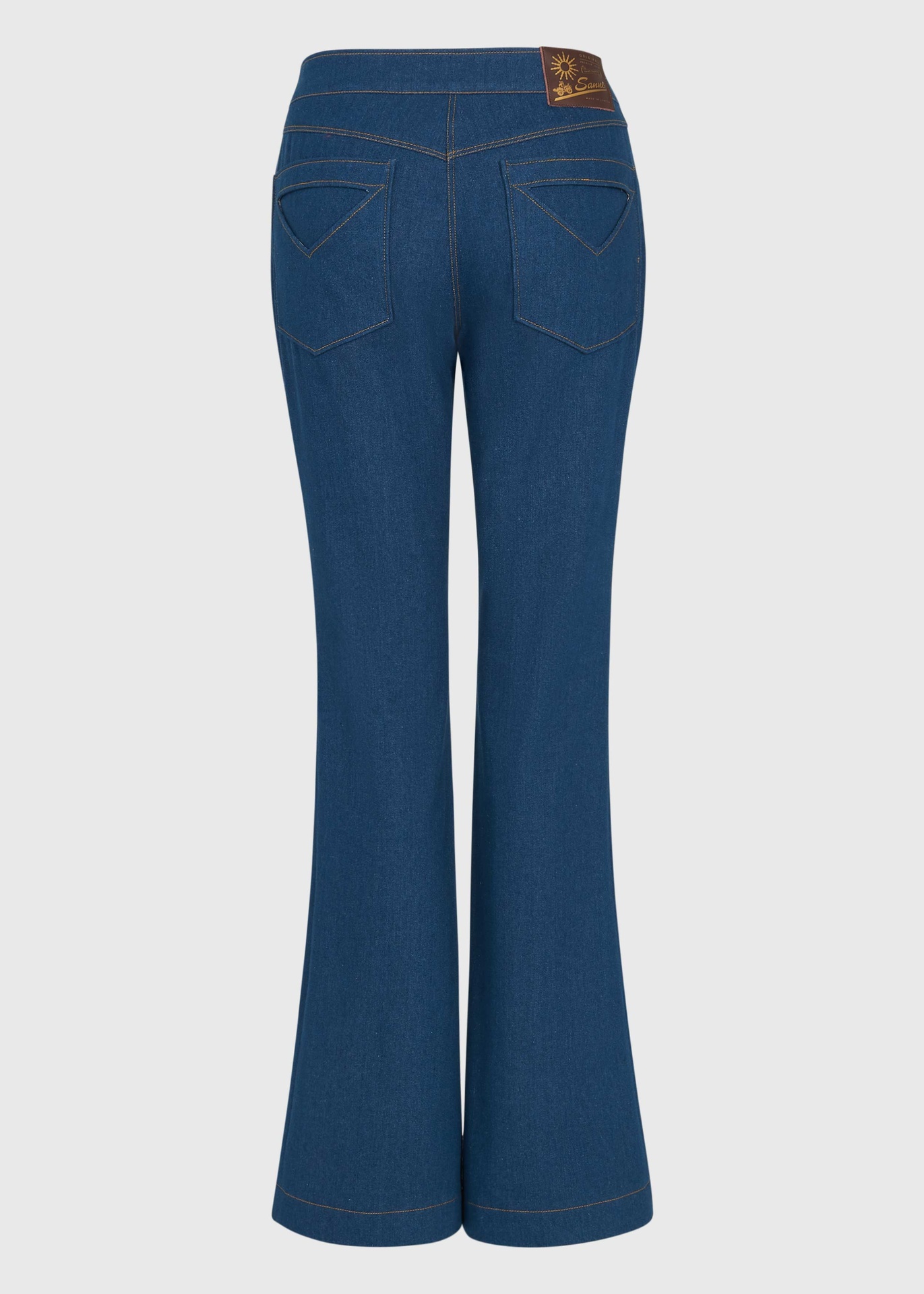 Lace-Up Blue Flared Denim Trousers