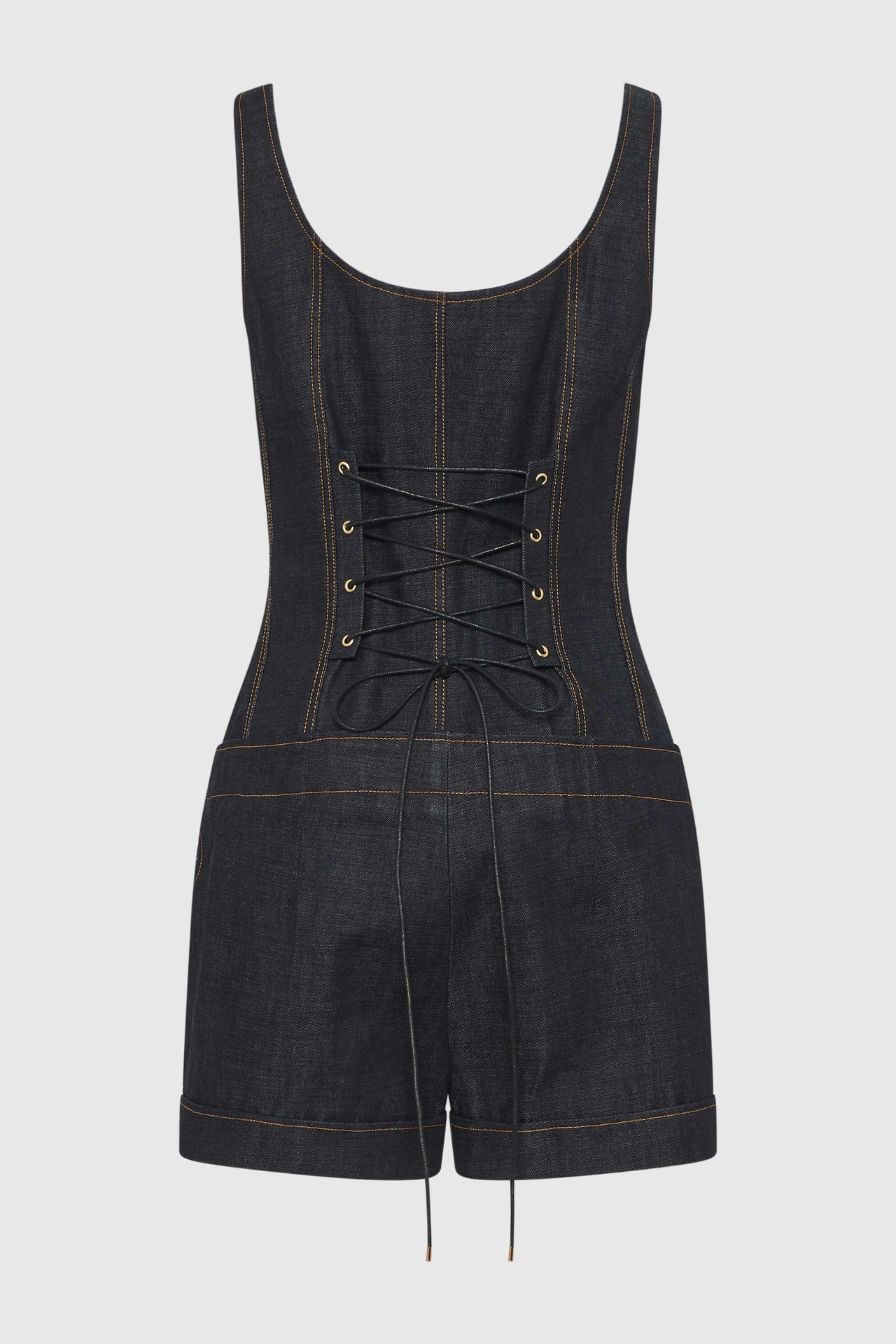 Cinch Corseted Denim Playsuit
