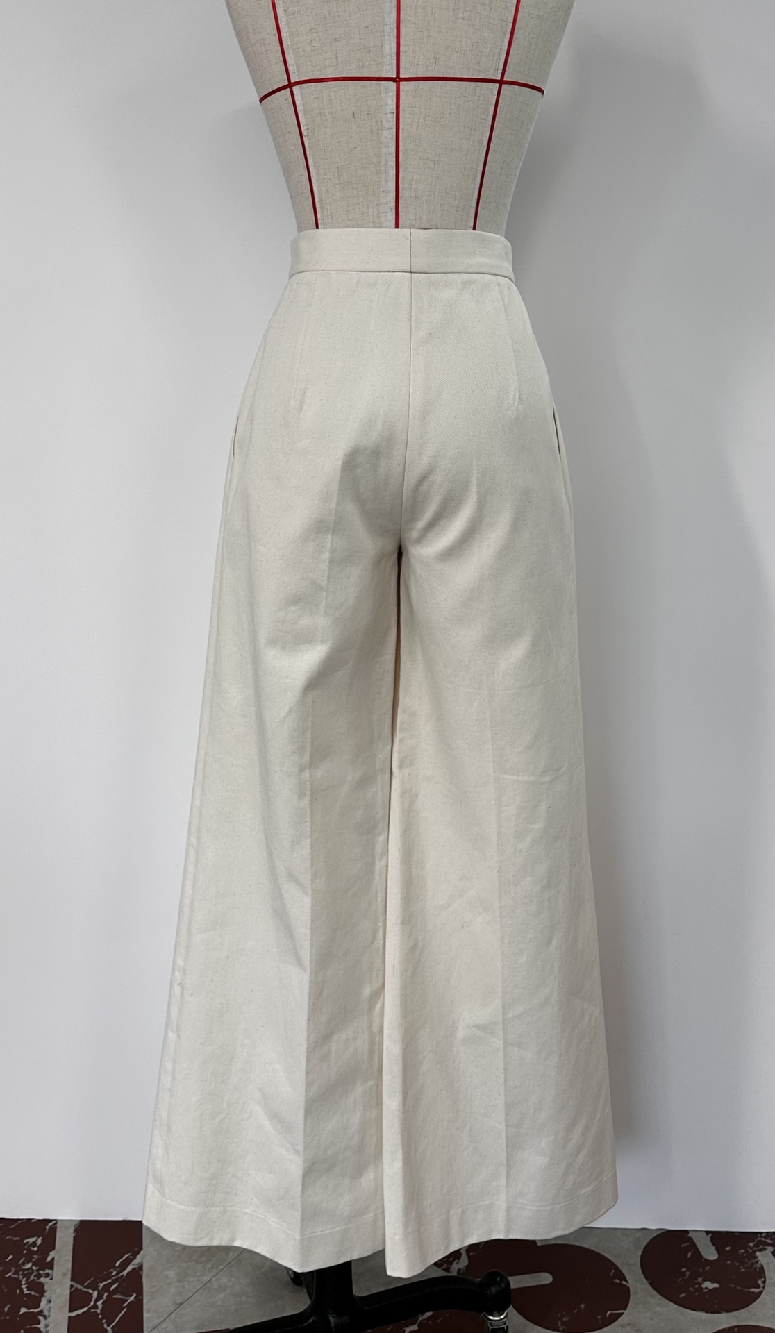 Linen Pleated Denim Trousers 