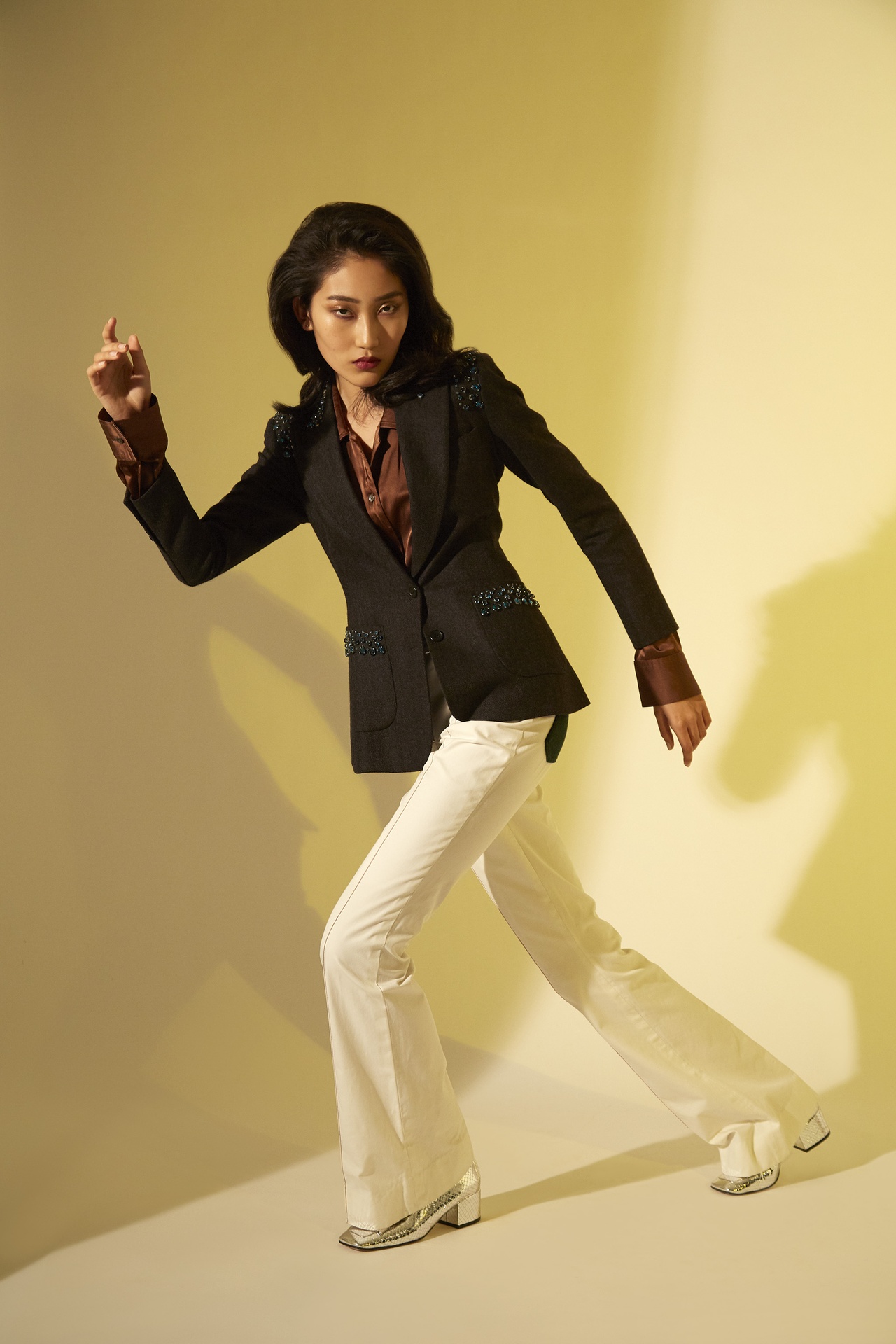 Grey Blazer with Crystal Embellishment 