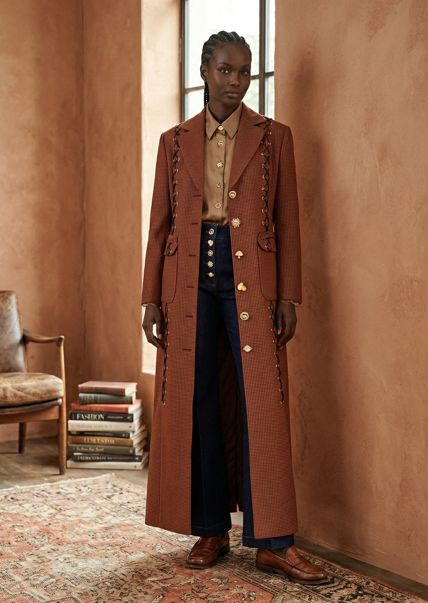 Sahara Rust Lace-Up Coat