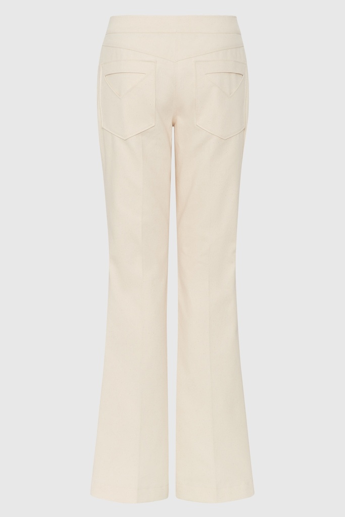 Lace-Up Luna Cream Denim Flared Trousers