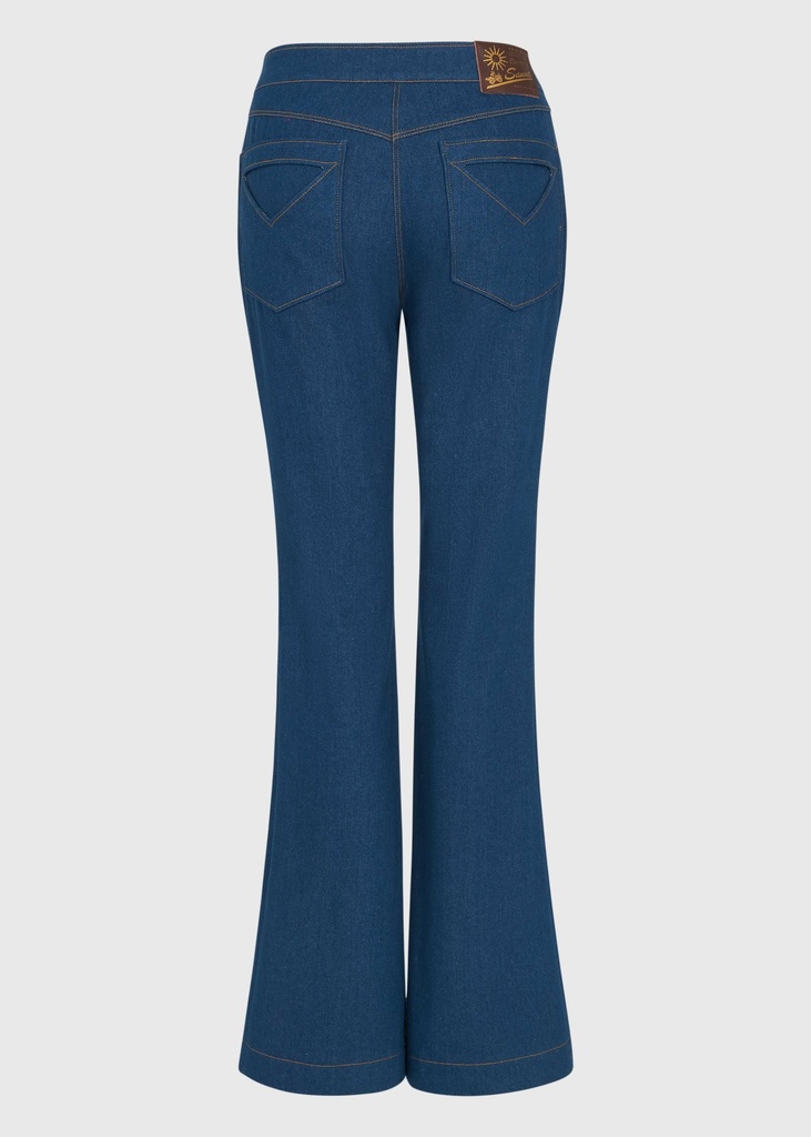 Lace-Up Luna Blue Denim Flared Trousers
Regular