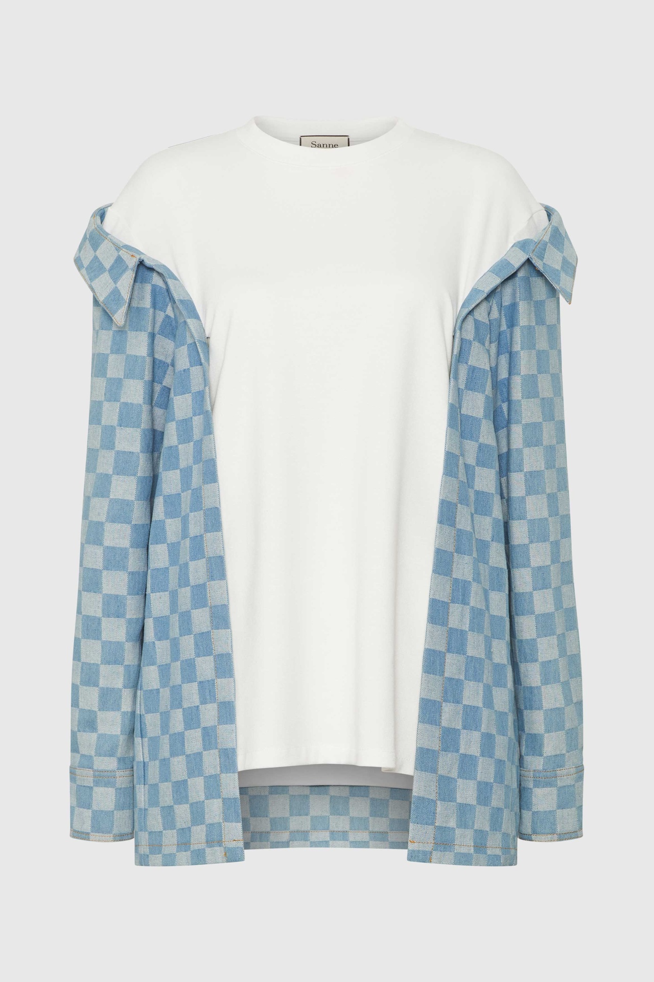 Checked Denim Sweatshirt