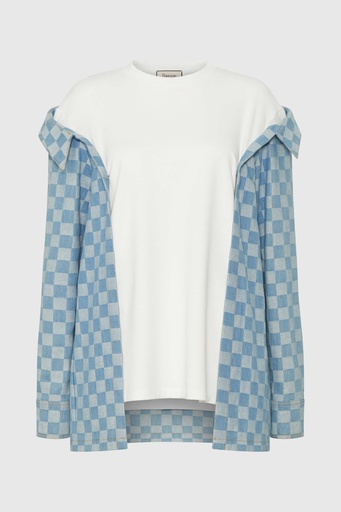 Boyfriend Remix Sweat-Shirt in Checker-Board Denim (UK16)