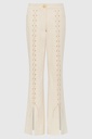 Lace-Up Cream Denim Flared Trousers