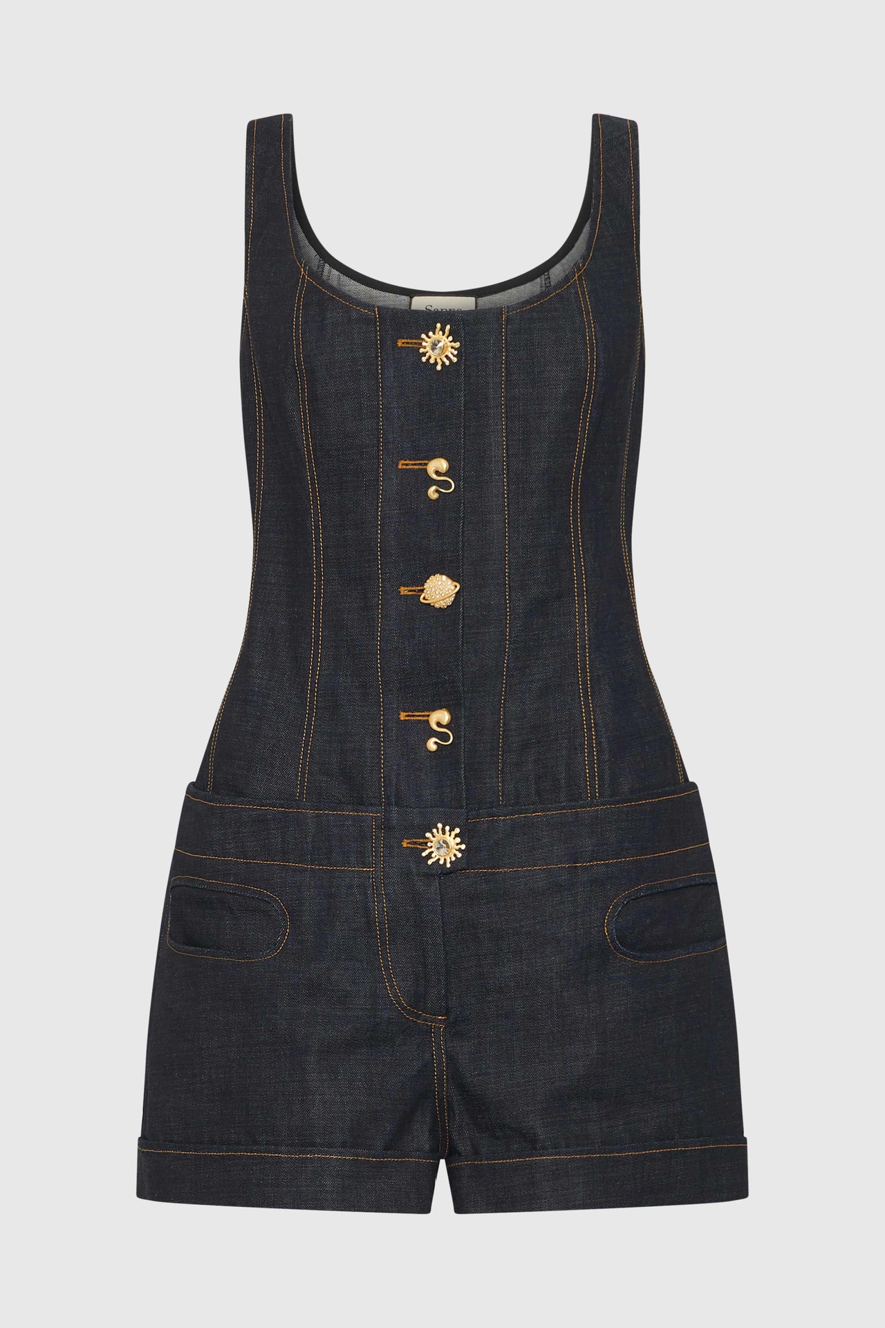 Cinch Corset Denim Playsuit
