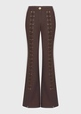 Lace-Up Brown Denim Flared Trousers
