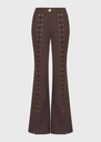 Lace-Up Brown Denim Flared Trousers