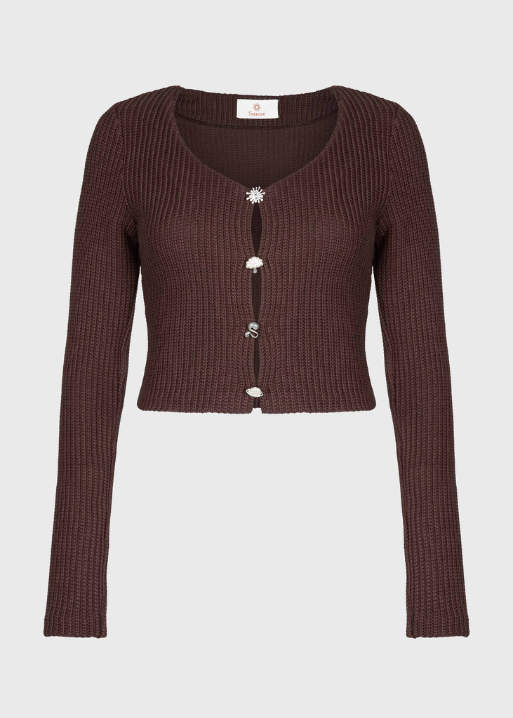 Chocolate Brown Knit Cardigan