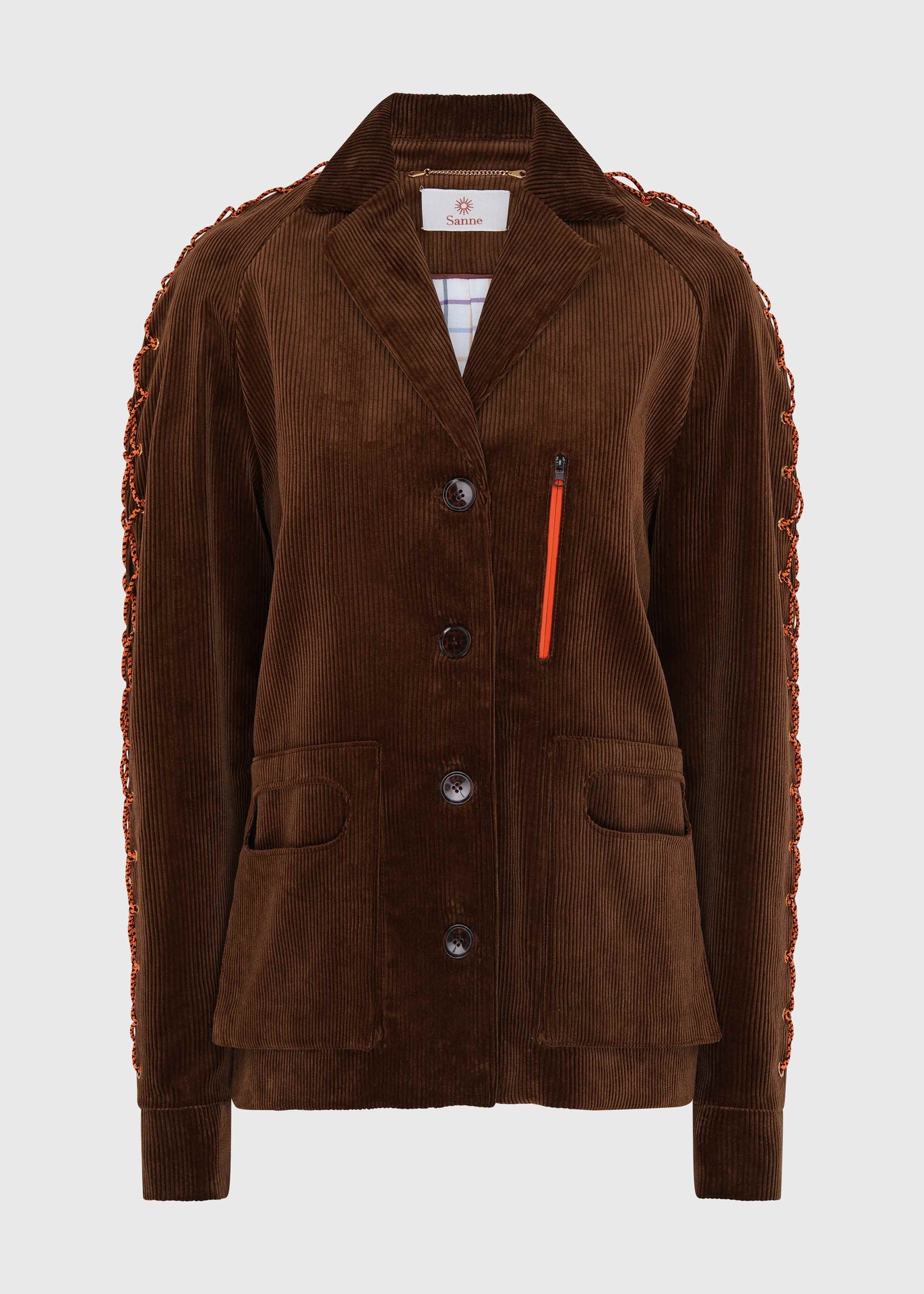 Chestnut Corduroy Lace-Up Coat